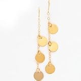 14k Circle Disc Drop Wire Earrings