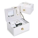 CAPRI WHITE JEWELRY CASE - CAPRI WHITE FAUX LEATHER JEWELRY CASE