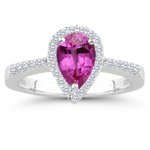 0.22 Cts Diamond & 1.52 Cts Pink Sapphire Ring in Platinum