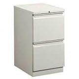 HON(R) Efficiencies&trade; 2-Drawer Mobile Pedestal, 28in.H x 15in.W x 22 7/8in.D, Light Gray