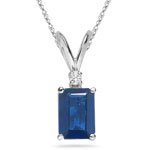 0.02 Cts Diamond & 1.00 Cts Blue Sapphire Pendant 