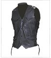Motorcycle Vests - Men's Braided Leather Motorcycle Vests with Side Laces MV301