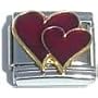 Clearly Charming Double Red Hearts Italian Charm Bracelet Link