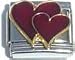 Clearly Charming Double Red Hearts Italian Charm Bracelet Link