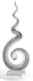 Corkscrew 20 Inch High Black and White Striped Glass Centerpiece