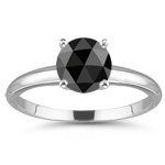 2.50 Cts Black Diamond Solitaire Ring in Platinum