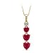 10kt. Gold, Three Stone Created Ruby & Diamond Accent Heart Pendant