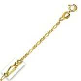14k Yellow Gold 10 Inch X 1.3 mm Figaro Chain Anklet   O Ring Clasp