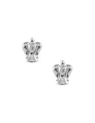 Girls Sterling Silver Diamond Angel Push On Stud Earrings