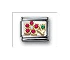 Daisy w/ Stem Red & Clear Center Classic CZ, Italian Charm by Nomination Charms