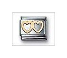 Double Heart No Color Classic Gold, Italian Charm by Nomination Charms