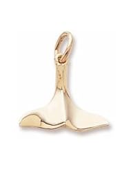 Rembrandt Charms, Whale Tail Charm in Solid Sterling Silver or Gold