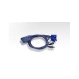 ATEN 2-Port USB 2.0 VGA Cable Built-in KVM Switch with Audio Support CS62U (Gray) by