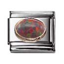 NOMINATION Italian Charm in stainless steel and 18k gold Oval Cabochon (RED OPAL)