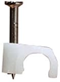 White 7mm Round Cable Clip. Box of 100