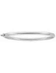 Kids 14K White Gold High Polished Plain Bangle