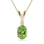 0.02 Ct Diamond & 0.50 Ct Peridot Pendant in 14K Yellow Gold
