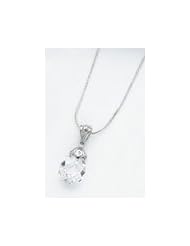 Sterling Silver Clear CZ Pendant on 18" Chain Necklace QG1028-18"