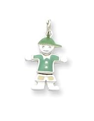 Sterling Silver Enamel Boy Charm