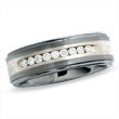 ZALES Men's 1/4 CT. T.W. Diamond Channel Wedding Band in Tungsten Carbide and Sterling Silver