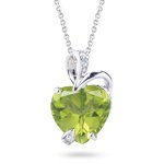 0.02 Cts Diamond & 4.51 Cts Peridot Heart Pendant in 14K White Gold