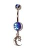 Silver moon & star belly button ring 1/2"