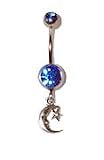 Silver moon & star belly button ring 1/2