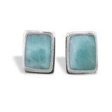 Square Larimar Studs by 
