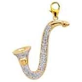 Buy Saxophone, 14K Gold Diamond Charm made by EZ Charms now!
