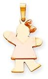 Girl With Bow Charm, Yellow/Pink Gold