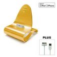 KONNET iCrado Plus - Metal / Metallic Charging / Charger Dock / Cradle / Stand / Kit with Charge and Sync Cable for iPhone 4S, 4, 3Gs, 3G and iPod Touch, Nano (Yellow) - Special Promo