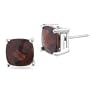 9 mm Cushion Checkered Garnet Stud Earrings in 14K White Gold