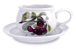 Portmeirion Pomona Earthenware 9-Ounce Breakfast Cups and Saucers, Set of 6