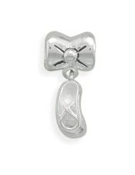 Sterling Silver Bow and Ballerina Slipper Charm Bead