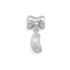 Bow Ballerina Slipper Charm Story Bead Slide-on Charm Sterling Silver