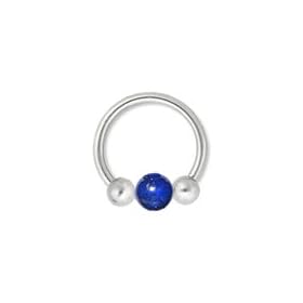 LAPIS LAZULI Semiprecious Natural Stone Circular Barbell - 16 Gauge