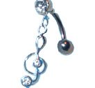.925 sterling silver musical note reverse Belly Ring