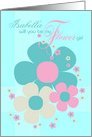 Isabella Flower Girl Invite Card - Pretty Illustrated Flowers Card
