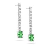 0.20 Cts Diamond and 0.68 Cts Emerald Earrings in 18K White Gold