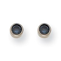 Titanium 4mm Montana Blue Crystal Bezel Earrings (Requires Inverness Piercing Gun)