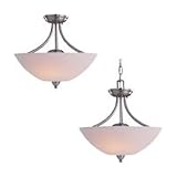 Sea Gull Lighting 77385-962 Stockholm Two-Light Pendant, Brushed Nickel finish with Etched Opal Glass Shade