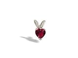 14K White Gold Heart Created Ruby Pendant