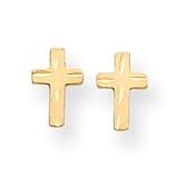 14k Diamond-Cut Cross Childrens Earrings