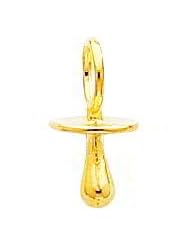 14K Yellow Gold 3D Pacifier Charm Pendant Baby Jewelry