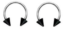 Pair of Black spike uv horseshoe lip Tragus belly 