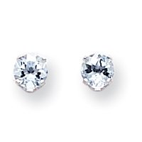 14k White Gold 5mm Aquamarine Stud Earrings