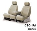 Coverking Leather Custom Fit Seat Covers - GENUINE LEATHER BEIGE, Front Row Seats 2004 - 2008 GMC Canyon 60/40 split bench w/armrest, w/dr. lumbar, w/bottom lever for driver & pass. - CREW CAB