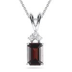 0.09 Cts Diamond & 8.60 Cts Garnet Pendant in 18K White Gold