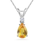 0.02 Cts Diamond & 0.45 Cts Yellow Sapphire Pendant 