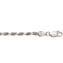 14K white Gold Solid Diamond Cut Rope Chain Bracelet or Necklace 3mm wide by Bracelets Diamond
